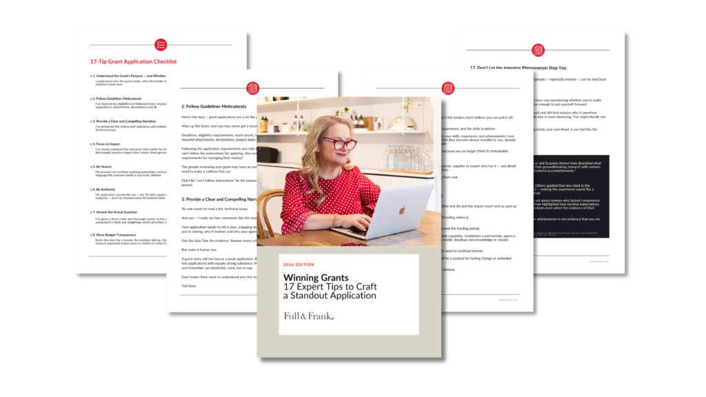 Preview of five pages from the Winning Grants 2026 guide, including the cover, practical grant tips and 17-step checklist.